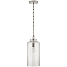 Katie Polished Nickel Pendant Ceiling Light with Seeded Glass Cylinder Shade by Visual Comfort & Co