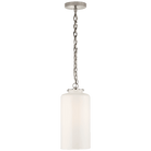 Katie Polished Nickel Pendant Ceiling Light with White Glass Cylinder Shade by Visual Comfort & Co