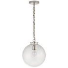 Katie Polished Nickel Pendant Ceiling Light with Clear Glass Globe Shade by Visual Comfort & Co