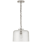 Katie Polished Nickel Pendant Ceiling Light with Dome Seeded Glass Shade by Visual Comfort & Co