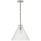 Katie Polished Nickel Pendant Ceiling Light with Clear Conical Glass Shade by Visual Comfort & Co