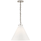 Katie Polished Nickel Pendant Ceiling Light with White Glass Conical Shade by Visual Comfort & Co