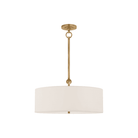 Reed Antique Brass Pendant Ceiling Light with Linen Shade by Visual Comfort & Co
