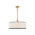 Reed Hand-Rubbed Antique Brass Pendant Ceiling Light with White Linen Shade by Visual Comfort & Co