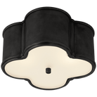 Basil Small Flush Ceiling Light in Gun Metal with Frosted Glass by Visual Comfort & Co
