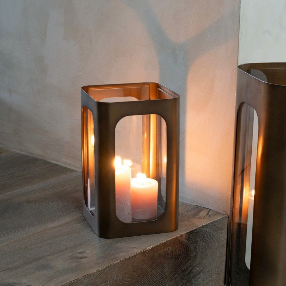 Thorpe Metal and Glass Hurricane Small 28cm by Libra Interiors