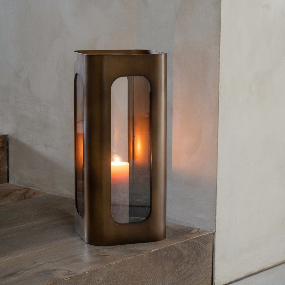 Thorpe Metal and Glass Hurricane Medium 53cm by Libra Interiors