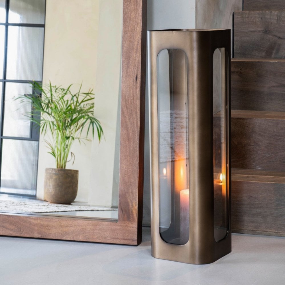 Thorpe Metal and Glass Hurricane Large 78cm by Libra Interiors