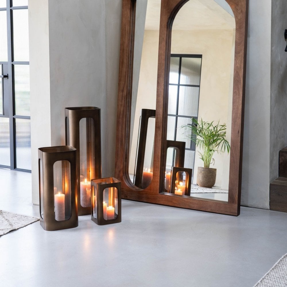 Thorpe Metal and Glass Hurricane Large 78cm by Libra Interiors