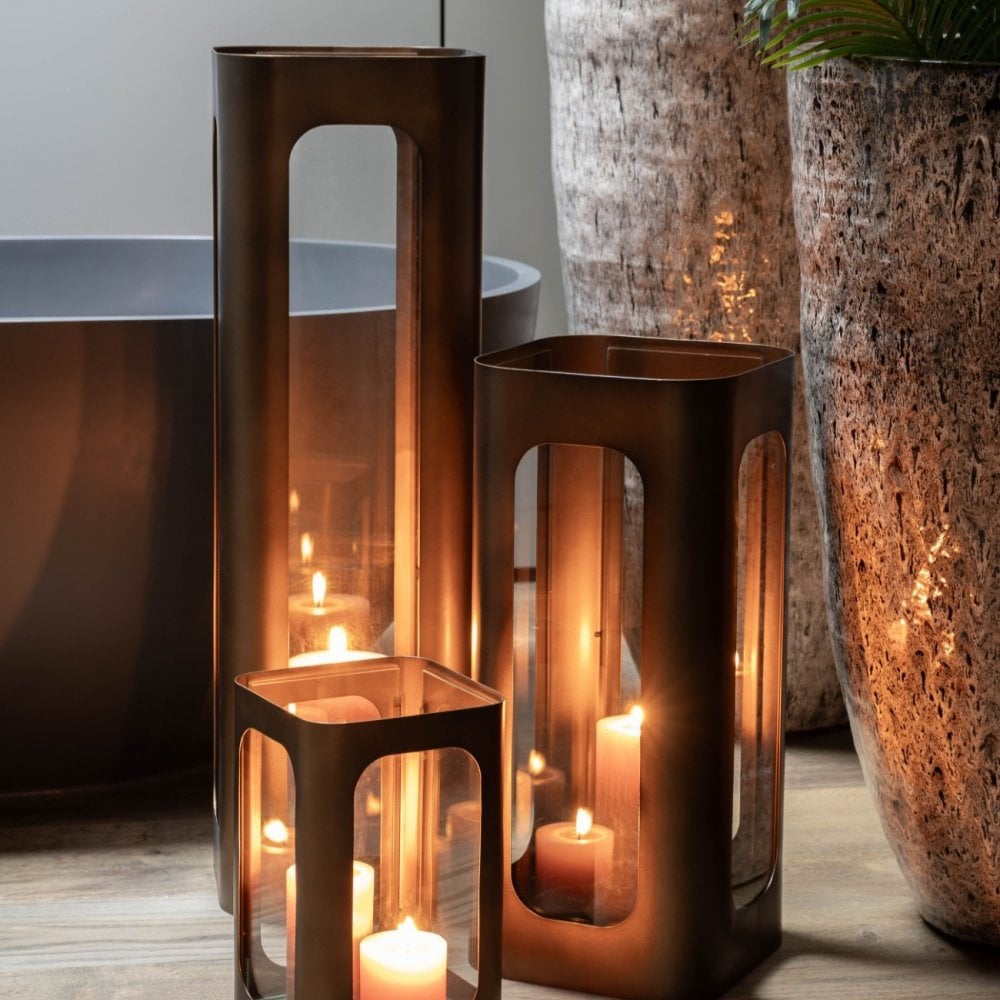 Thorpe Metal and Glass Hurricane Large 78cm by Libra Interiors
