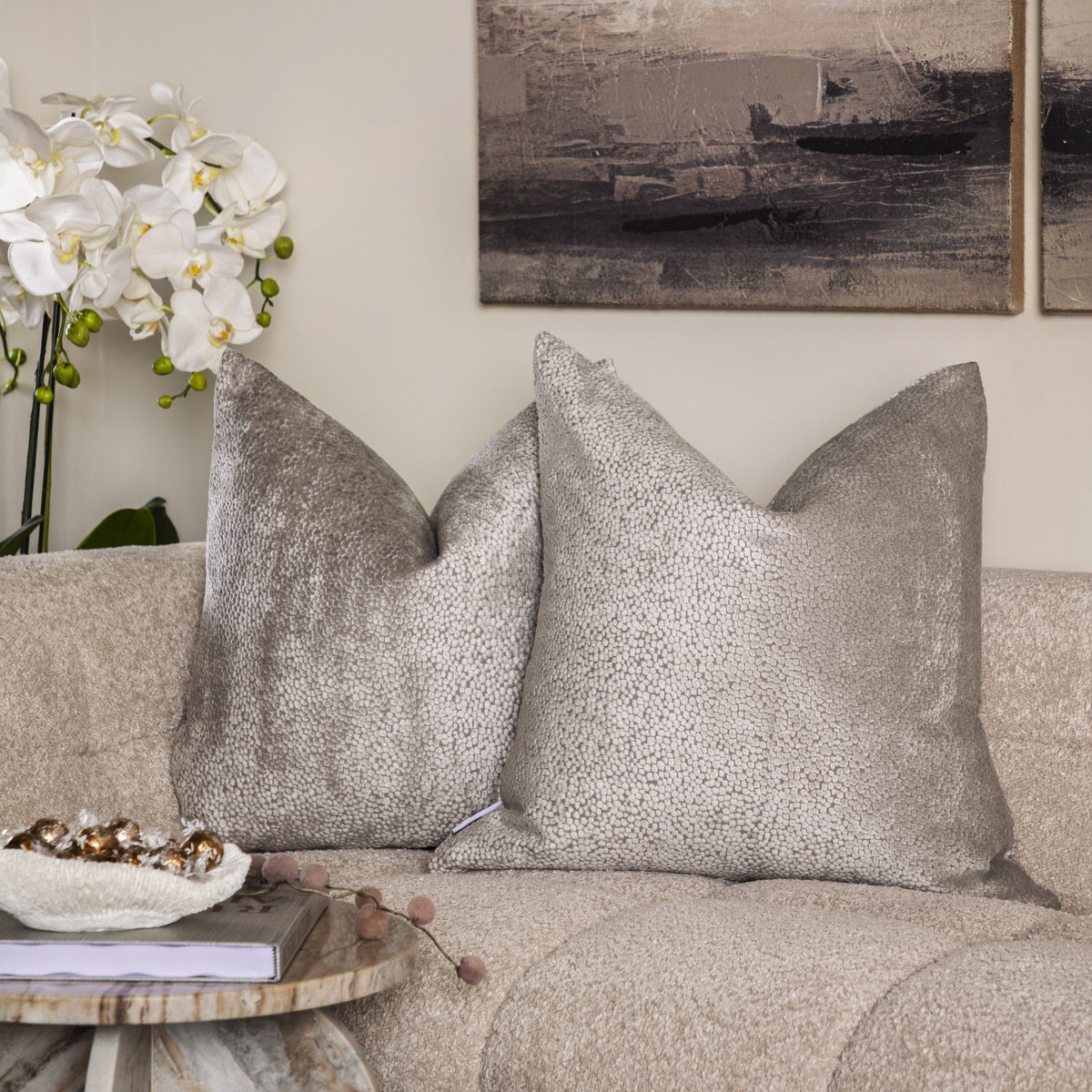 Bingham Velvet Cushion 56cm - Taupe Malini