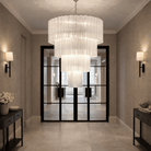 Savoy Polished Chrome 4 Tier Chandelier with Frosted Glass by Luxe Collection