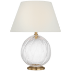 Talia Clear Glass Cordless Accent Lamp with Linen Shade by Visual Comfort & Co