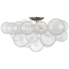 Talia Burnished Silver Leaf Flush Ceiling Light with Clear Swirled Glass by Visual Comfort & Co