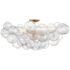 Talia Gold Gild Flush Ceiling Light with Clear Swirled Glass Shade - 38" by Visual Comfort & Co