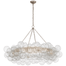 Talia Burnished Silver Leaf Ring Chandelier with Clear Swirled Glass Shades - 54" by Visual Comfort & Co