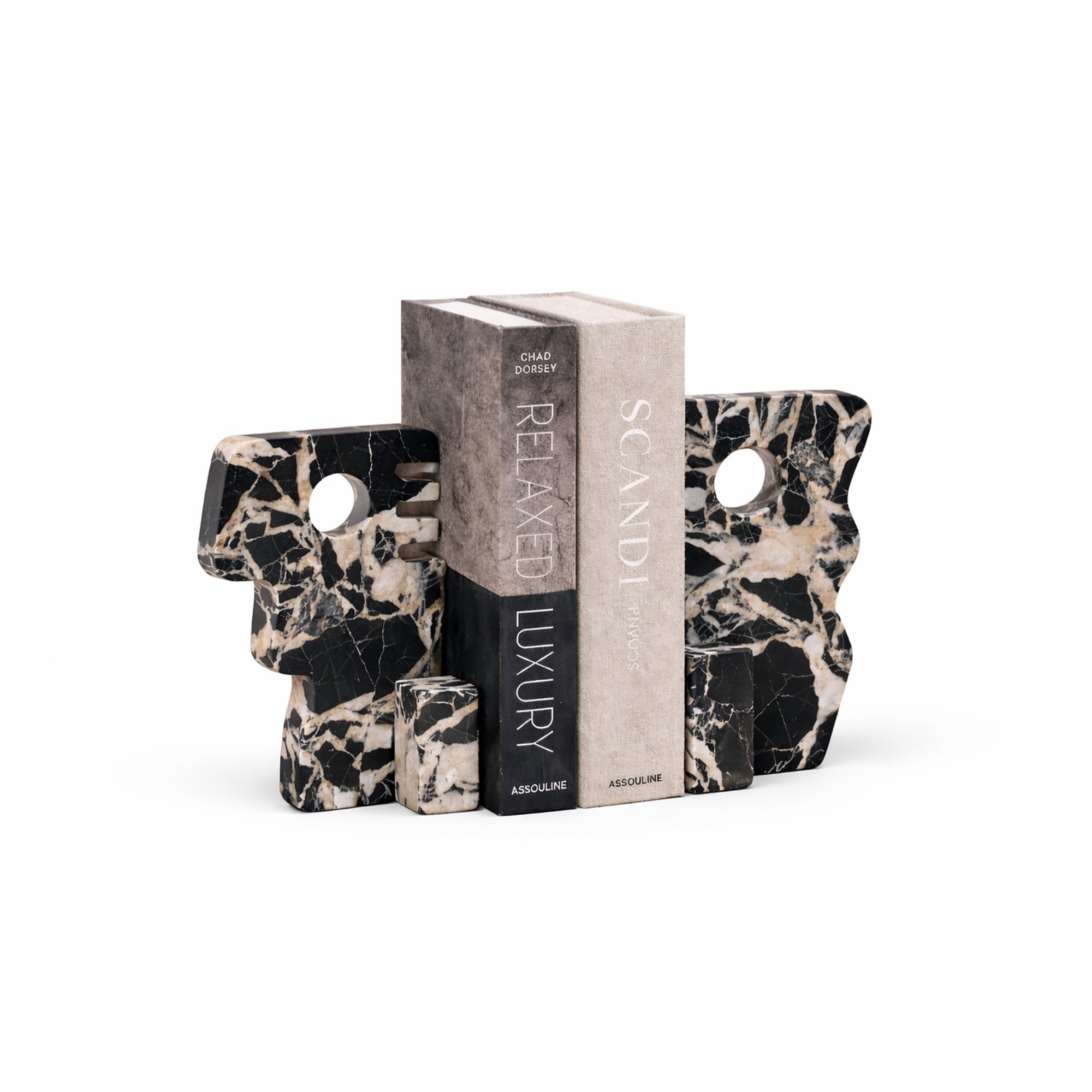 Cortex Black Marble Bookends by Liang & Eimil