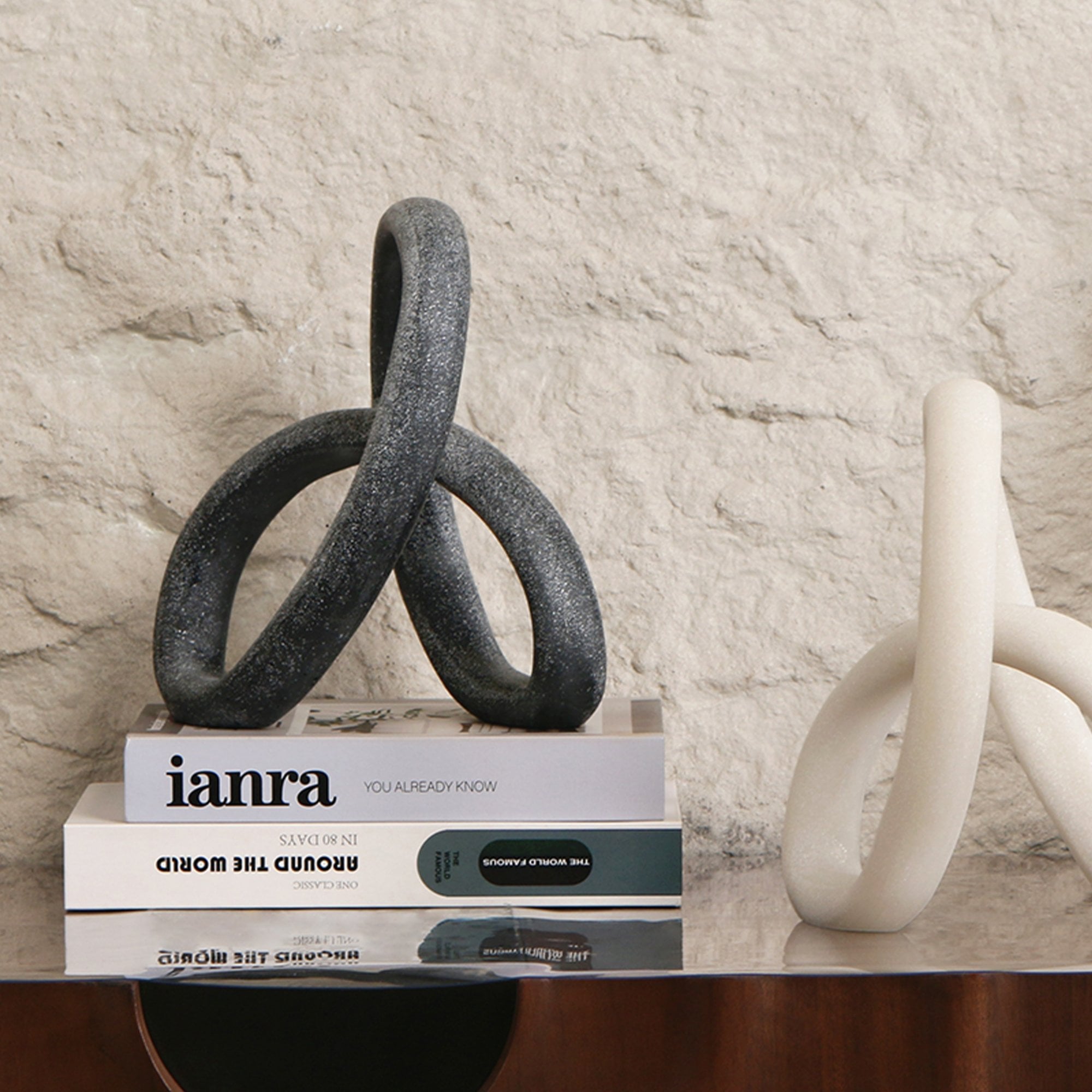 Loop Matte Black Marble Effect Sculpture by Liang & Eimil