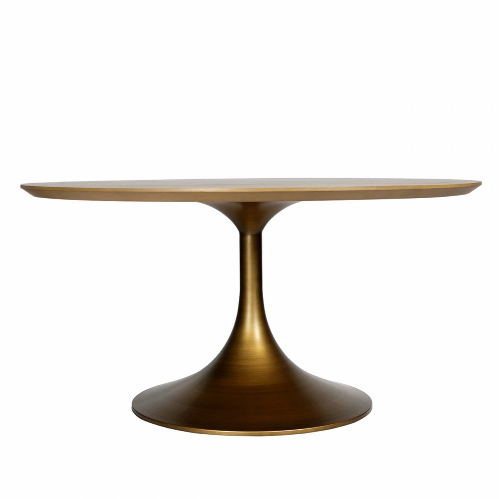 Lambley Brushed Brass Wood Dining Table by Libra Interiors