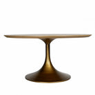 Lambley Brushed Brass Wood Dining Table by Libra Interiors