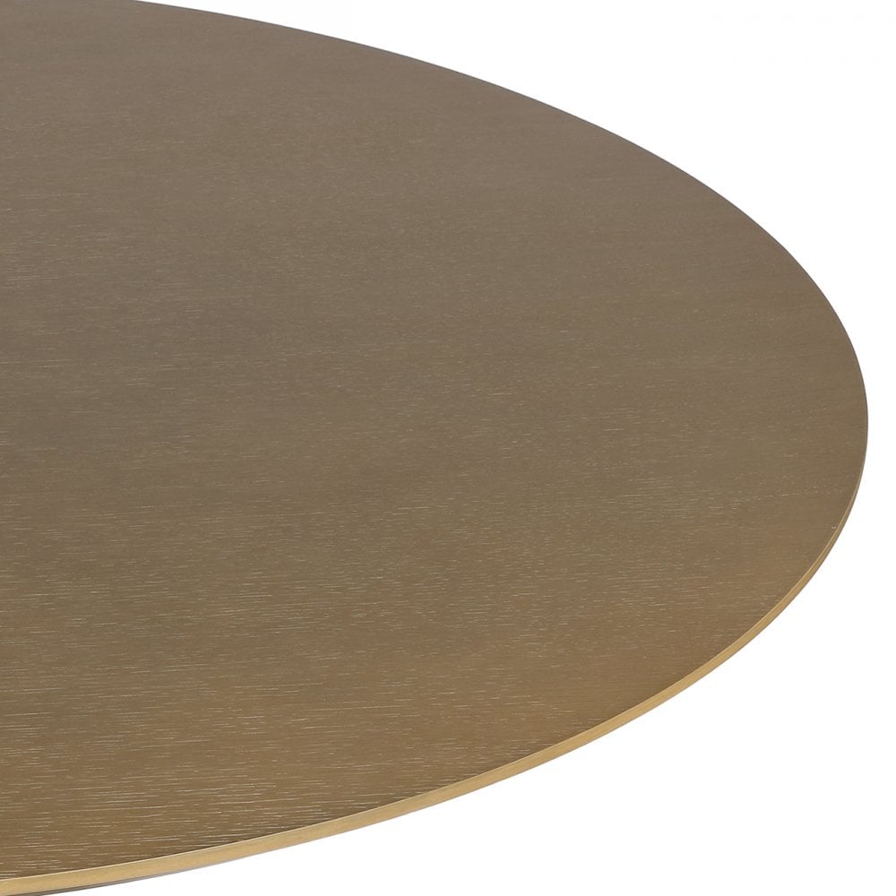 Lambley Brushed Brass Wood Dining Table by Libra Interiors