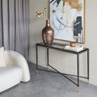 Stella Square Console Table in Iron with Glass Top by Libra Interiors