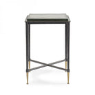 Stella Black Square Side Table with Glass Top by Libra Interiors