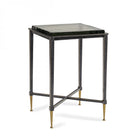 Stella Black Square Side Table with Glass Top by Libra Interiors
