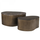 Cloud Brown Marble & Glass Coffee Table Set of 2 by Libra Interiors