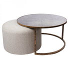 Atlas Bronze Coffee Table with Fabric Knotted Pouffe by Libra Interiors