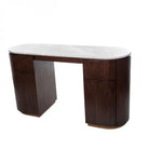 Whitwell Brown Walnut Desk with Grey Marble Top by Libra Interiors