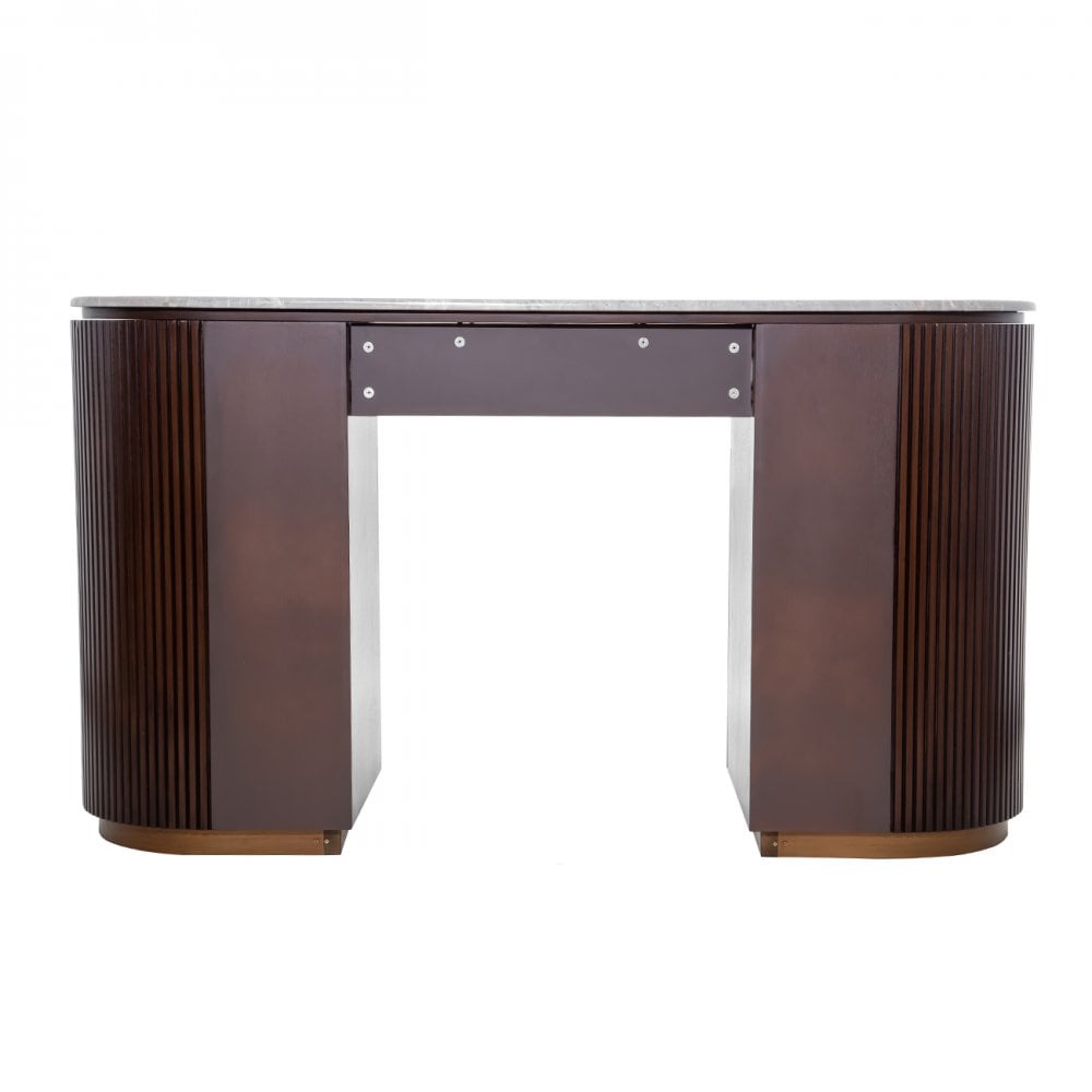 Whitwell Brown Walnut Desk with Grey Marble Top by Libra Interiors