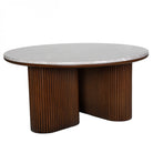 Whitwell Brown Walnut Coffee Table with Grey Marble Top by Libra Interiors