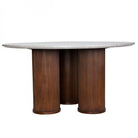 Whitwell Brown Wood & Grey Marble Dining Table by Libra Interiors