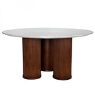 Whitwell Brown Wood & Grey Marble Dining Table by Libra Interiors
