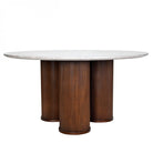 Whitwell Brown Wood & Grey Marble Dining Table by Libra Interiors