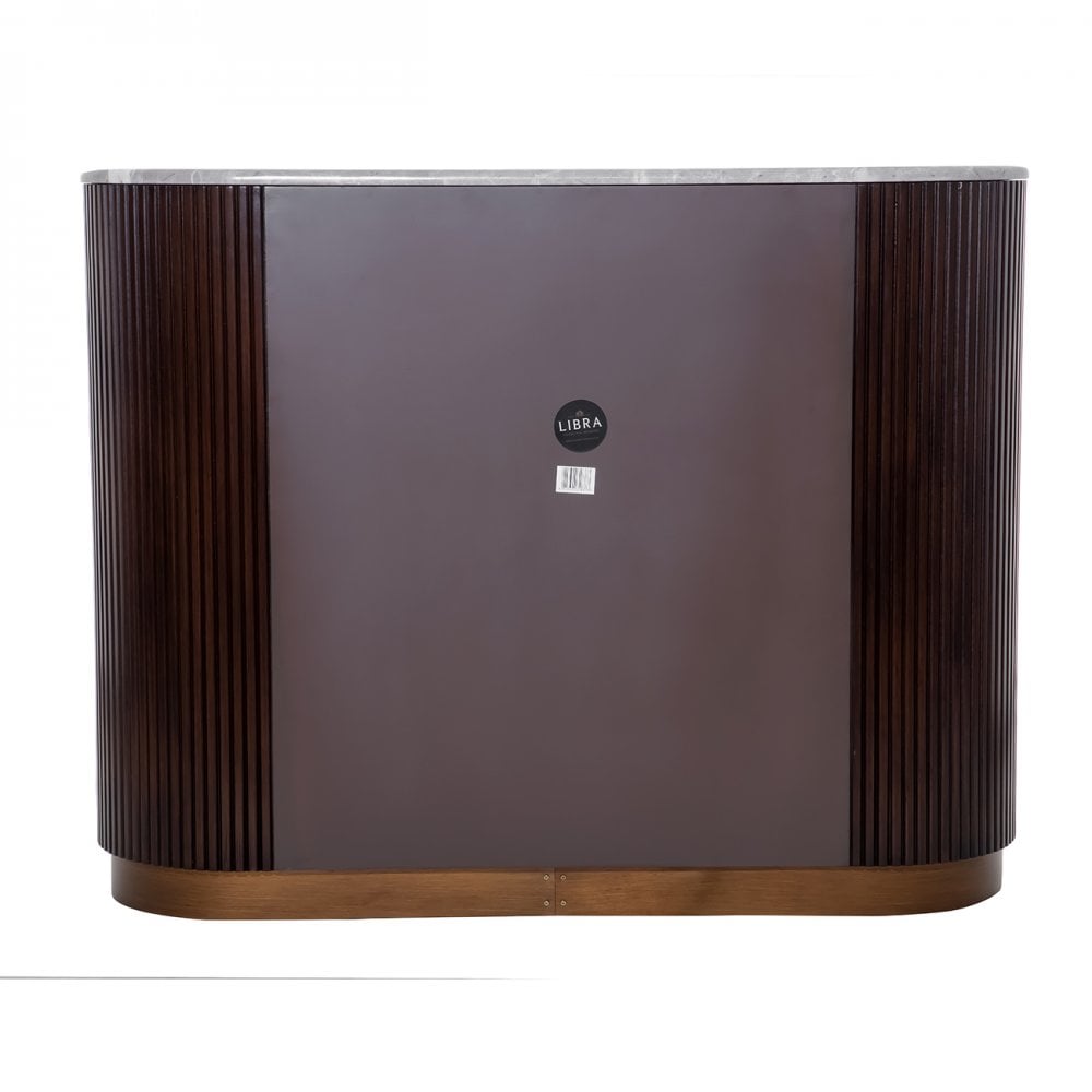 Whitwell Brown Walnut Sideboard with Grey Marble Top by Libra Interiors