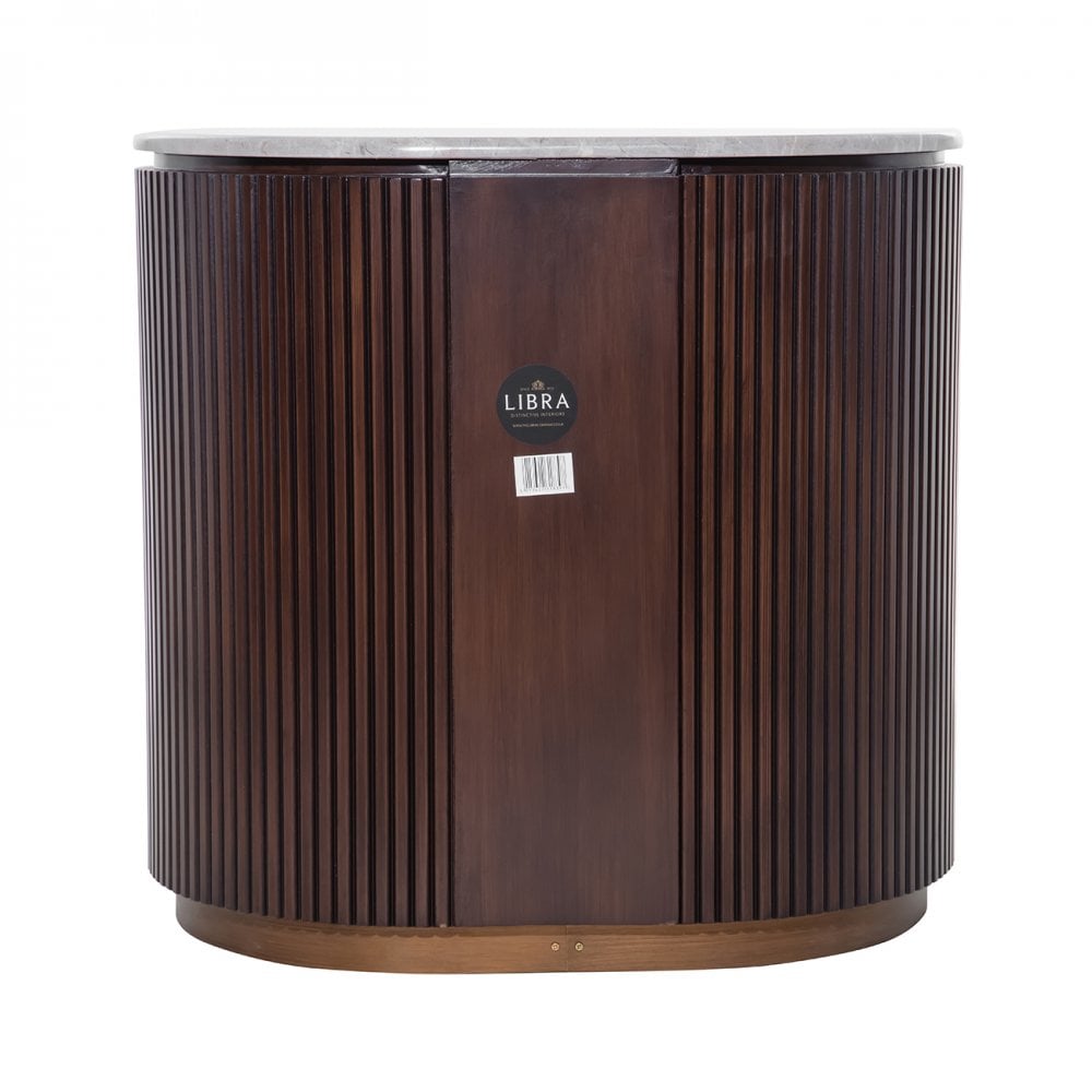 Whitwell Brown Walnut Bedside Table with Grey Marble Top by Libra Interiors