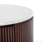 Whitwell Brown Walnut Bedside Table with Grey Marble Top by Libra Interiors
