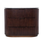 Whitwell Brown Walnut Chest Of Drawers with Grey Marble Top by Libra Interiors
