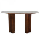 Whitwell Brown Walnut Console Table with Marble Top by Libra Interiors