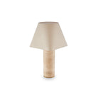 Corina Travertine Marble Table Lamp with Beige Linen Shade by Liang & Eimil