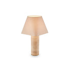 Corina Travertine Marble Table Lamp with Beige Linen Shade by Liang & Eimil