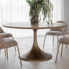 Lambley Brushed Brass Wood Dining Table by Libra Interiors