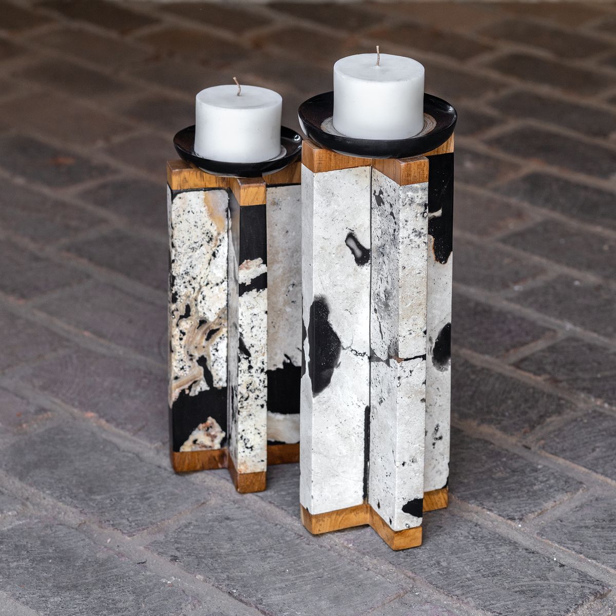 Illini Stone Candleholders - Set of 2 by Uttermost
