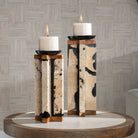 Illini Stone Candleholders - Set of 2 by Uttermost