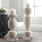 Lido White Stone Candleholders - Set of 2 by Uttermost