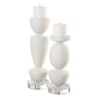Lido White Stone Candleholders - Set of 2 by Uttermost