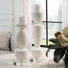 Lido White Stone Candleholders - Set of 2 by Uttermost