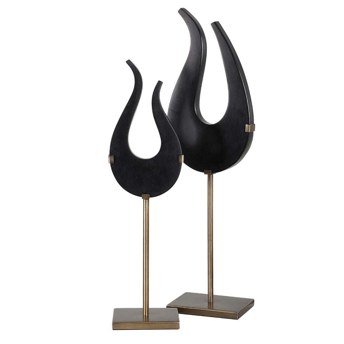 Abstract Flame Sculptures in Black - Set of 2 by Uttermost